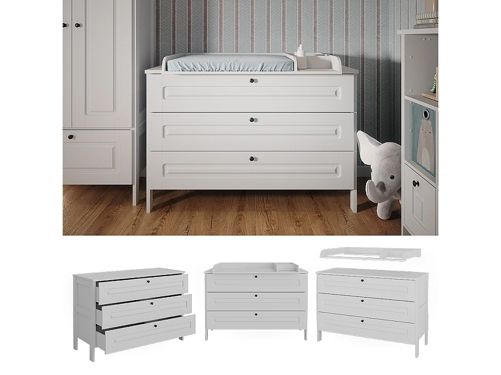 Table à langer blanc 133x70x98.4 ajaton