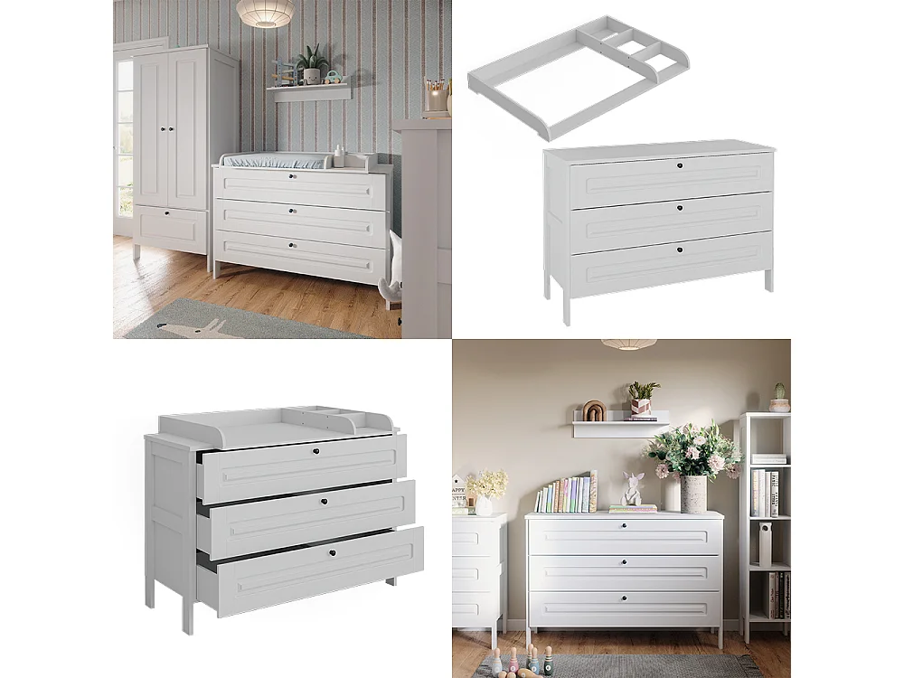 Table à langer blanc 133x70x98.4 ajaton