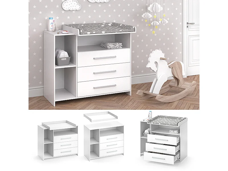 Commode à langer blanc 113x53x100 oskar