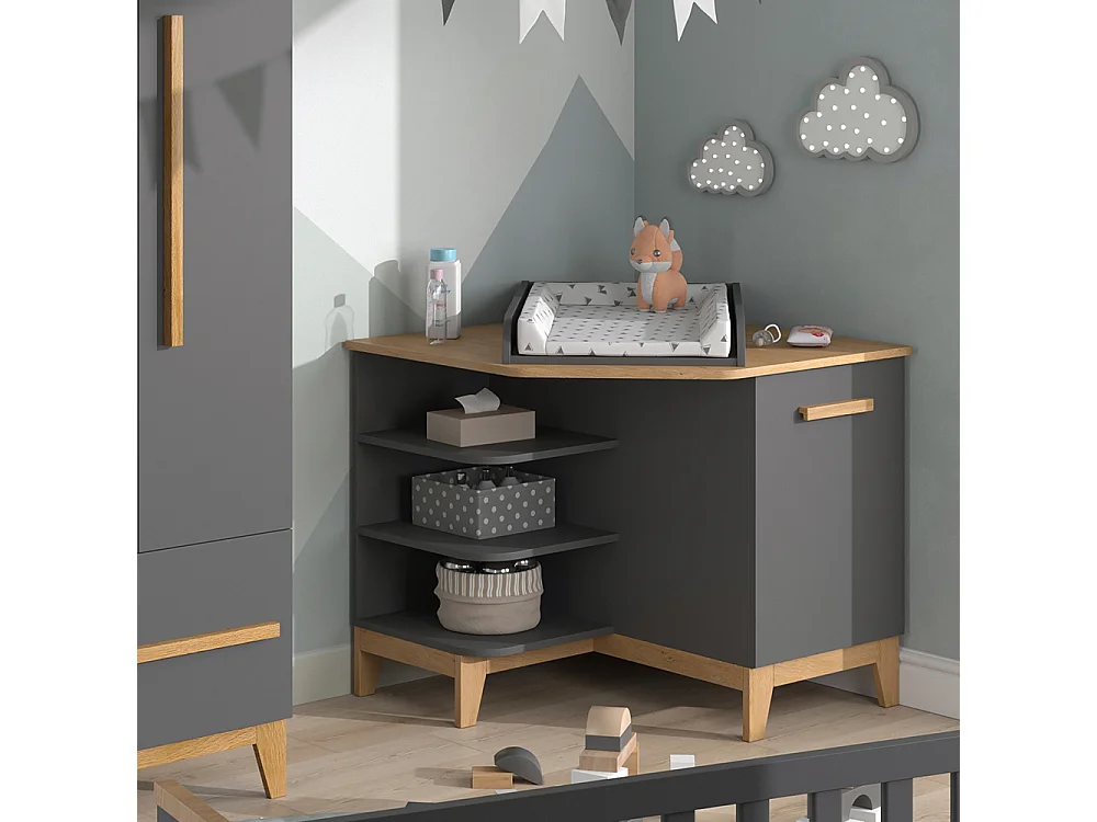 Commode à langer gris 85x85x85.2 malia