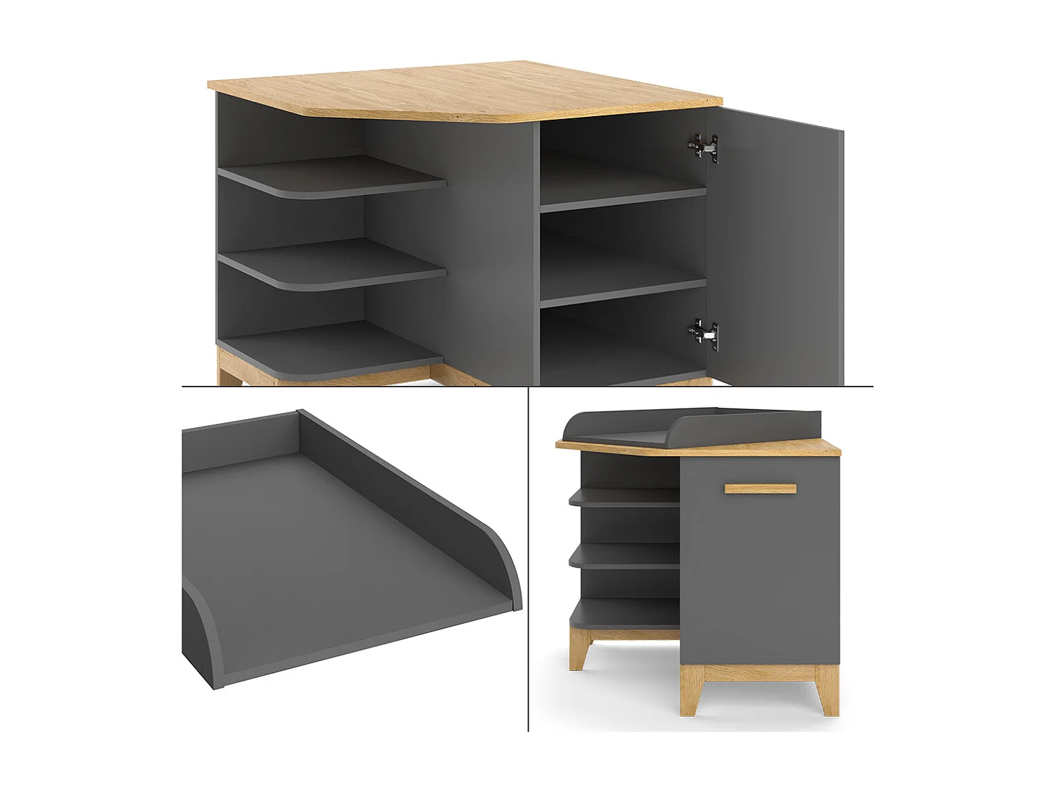 Commode à langer gris 85x85x85.2 malia