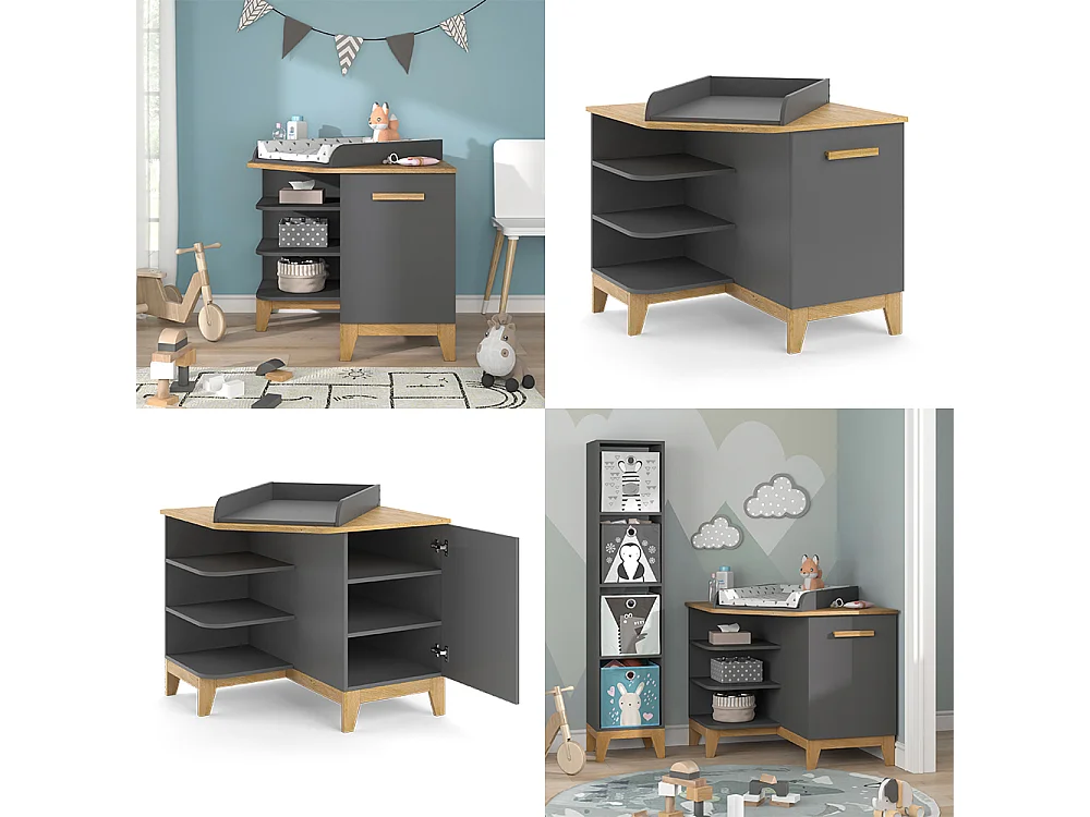 Commode à langer gris 85x85x85.2 malia