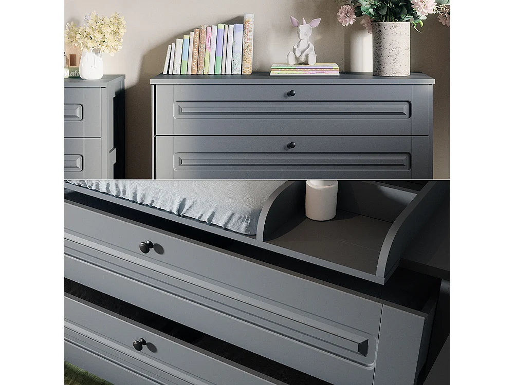 Commode à langer gris 133x70x98.4 ajaton