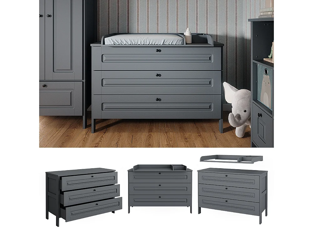 Commode à langer gris 133x70x98.4 ajaton