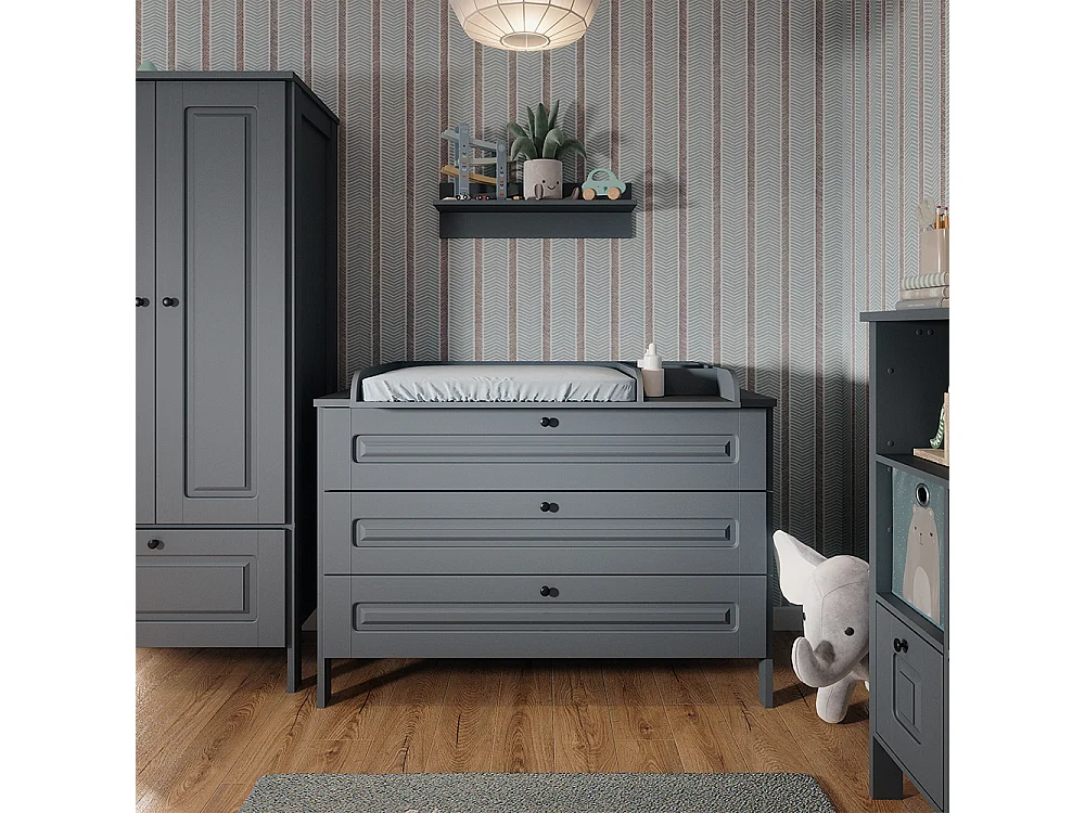 Commode à langer gris 133x70x98.4 ajaton