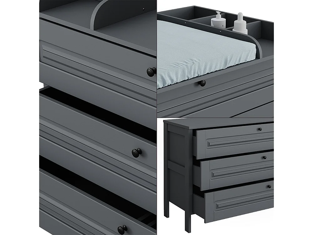 Commode à langer gris 133x70x98.4 ajaton