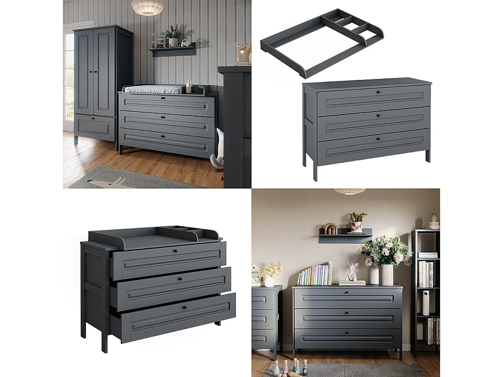 Commode à langer gris 133x70x98.4 ajaton