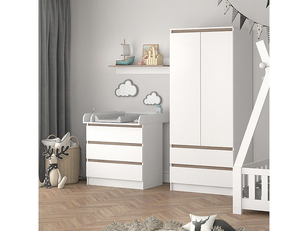 Commode à langer blanc/sonoma 80x76x87 emma