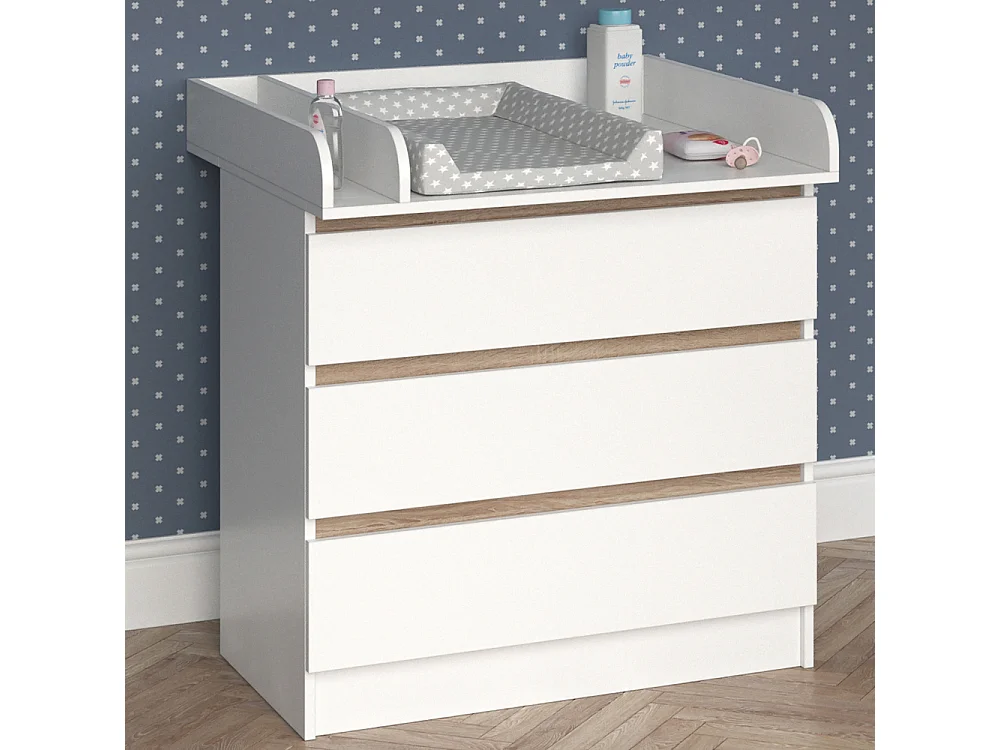 Commode à langer blanc/sonoma 80x76x87 emma