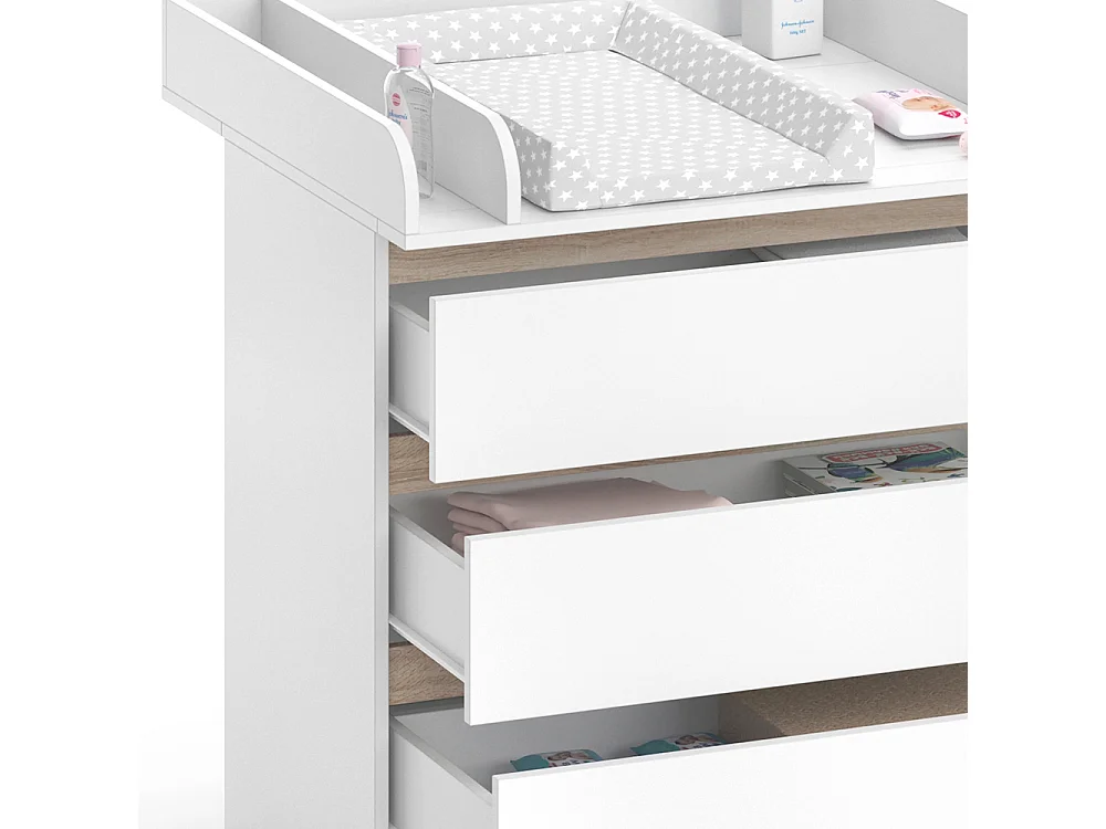 Commode à langer blanc/sonoma 80x76x87 emma