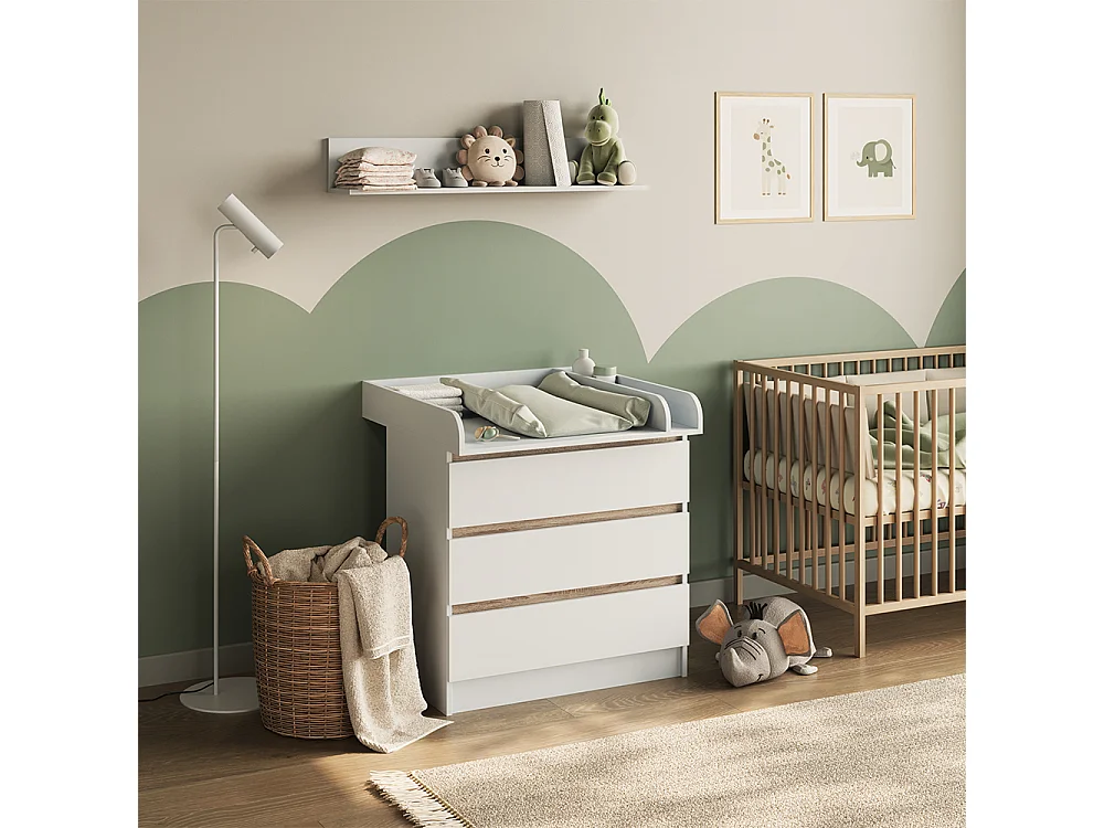 Commode à langer blanc/sonoma 80x76x87 emma