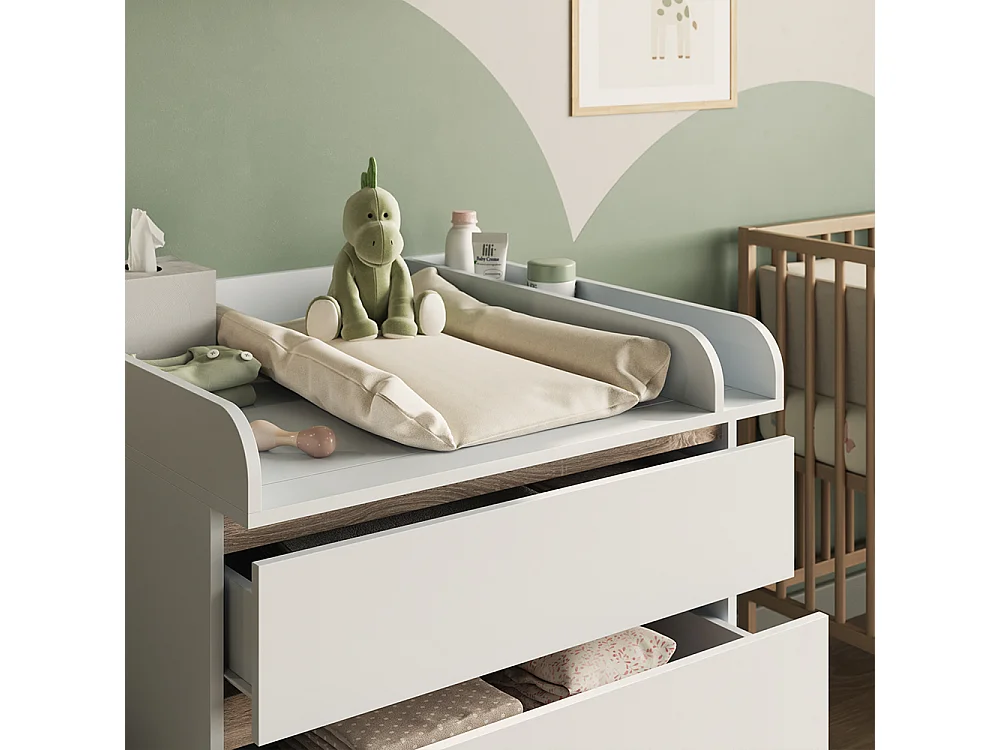 Commode à langer blanc/sonoma 80x76x87 emma