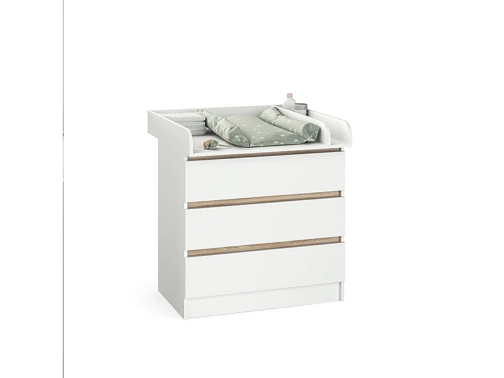 Commode à langer blanc/sonoma 80x76x87 emma