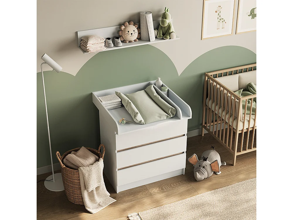 Commode à langer blanc/sonoma 80x76x87 emma