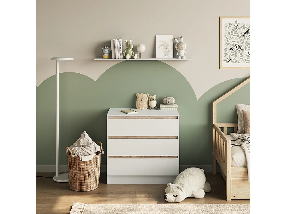 Commode à langer blanc/sonoma 80x76x87 emma