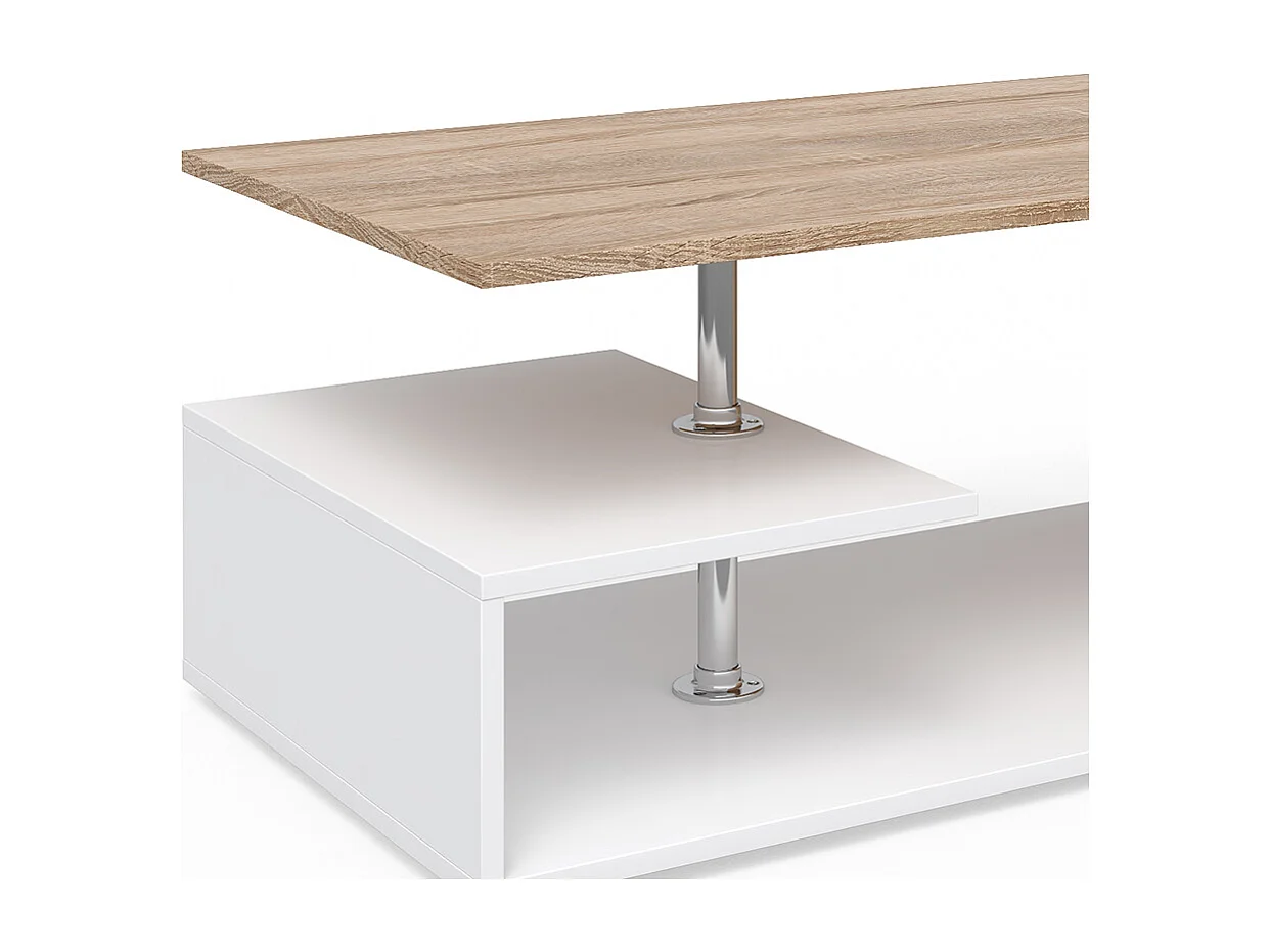 Couchtisch weiß/sonoma 91x52.6x41 guillermo