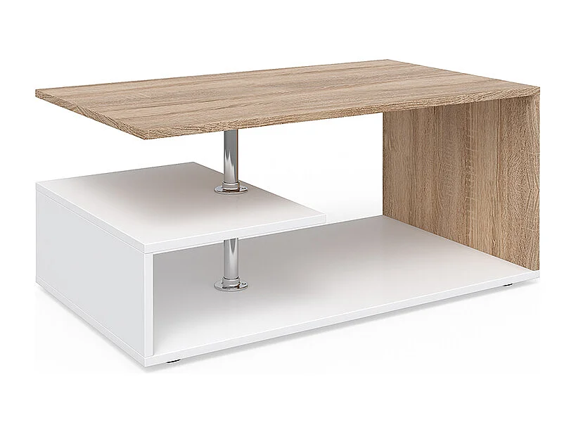 Table basse blanc/sonoma 91x52.6x41 guillermo