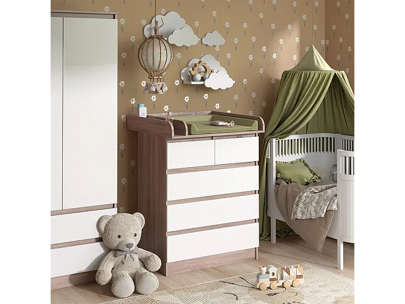 Commode à langer sonoma/blanc 80x76x110.2 emma