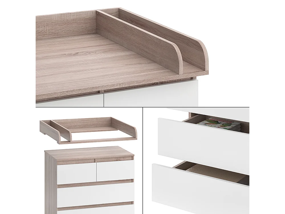 Commode à langer sonoma/blanc 80x76x110.2 emma