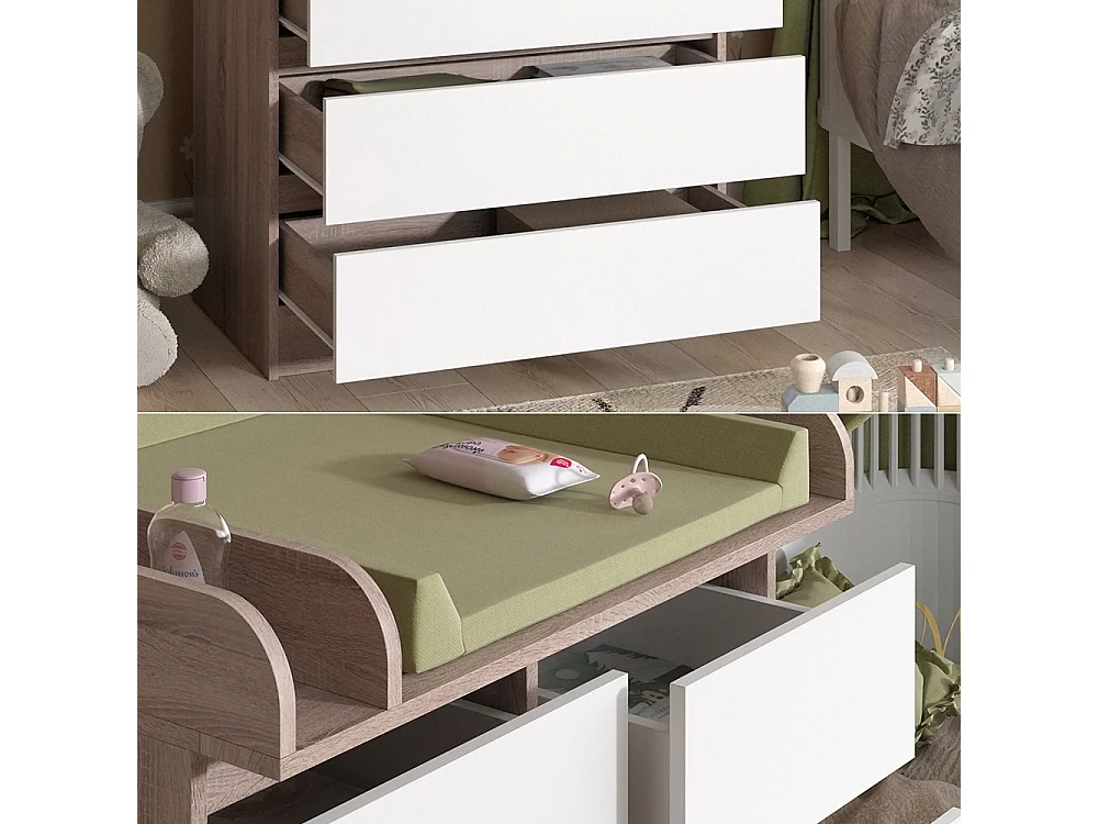 Commode à langer sonoma/blanc 80x76x110.2 emma