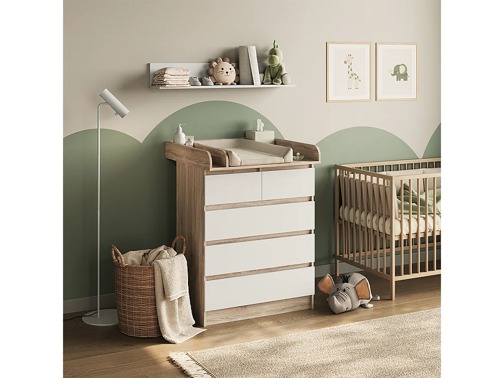 Commode à langer sonoma/blanc 80x76x110.2 emma