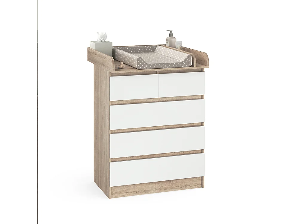 Commode à langer sonoma/blanc 80x76x110.2 emma