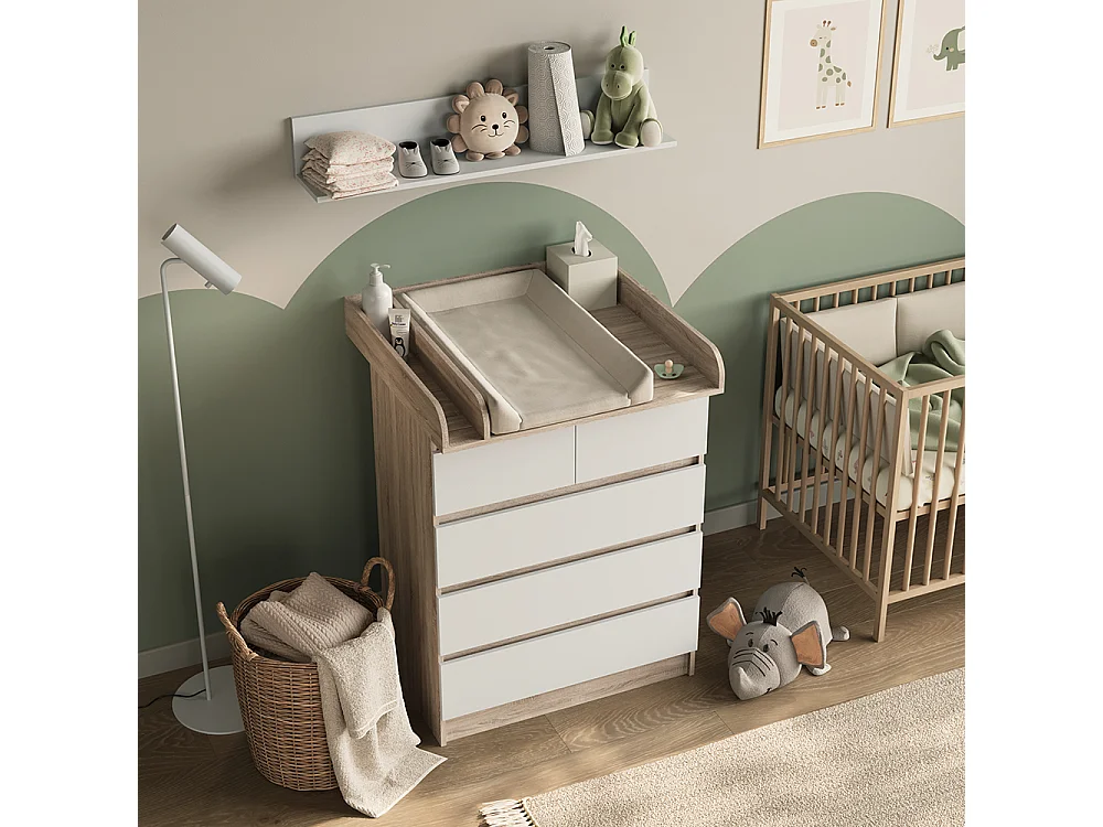 Commode à langer sonoma/blanc 80x76x110.2 emma