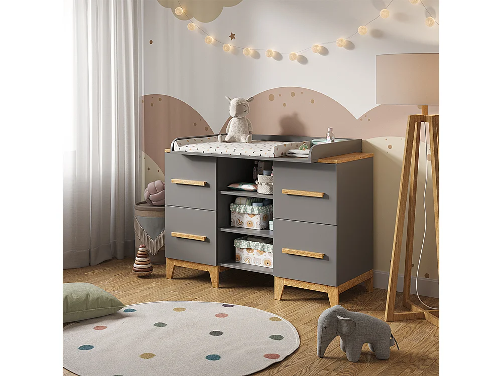 Commode à langer gris 133x70x108 malia