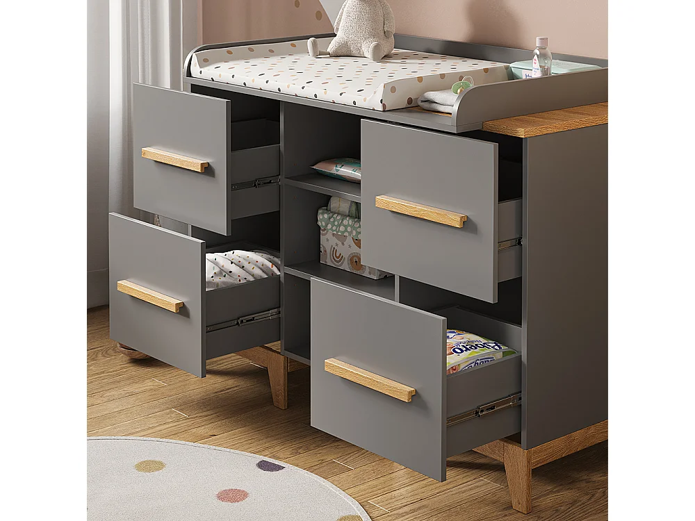 Commode à langer gris 133x70x108 malia