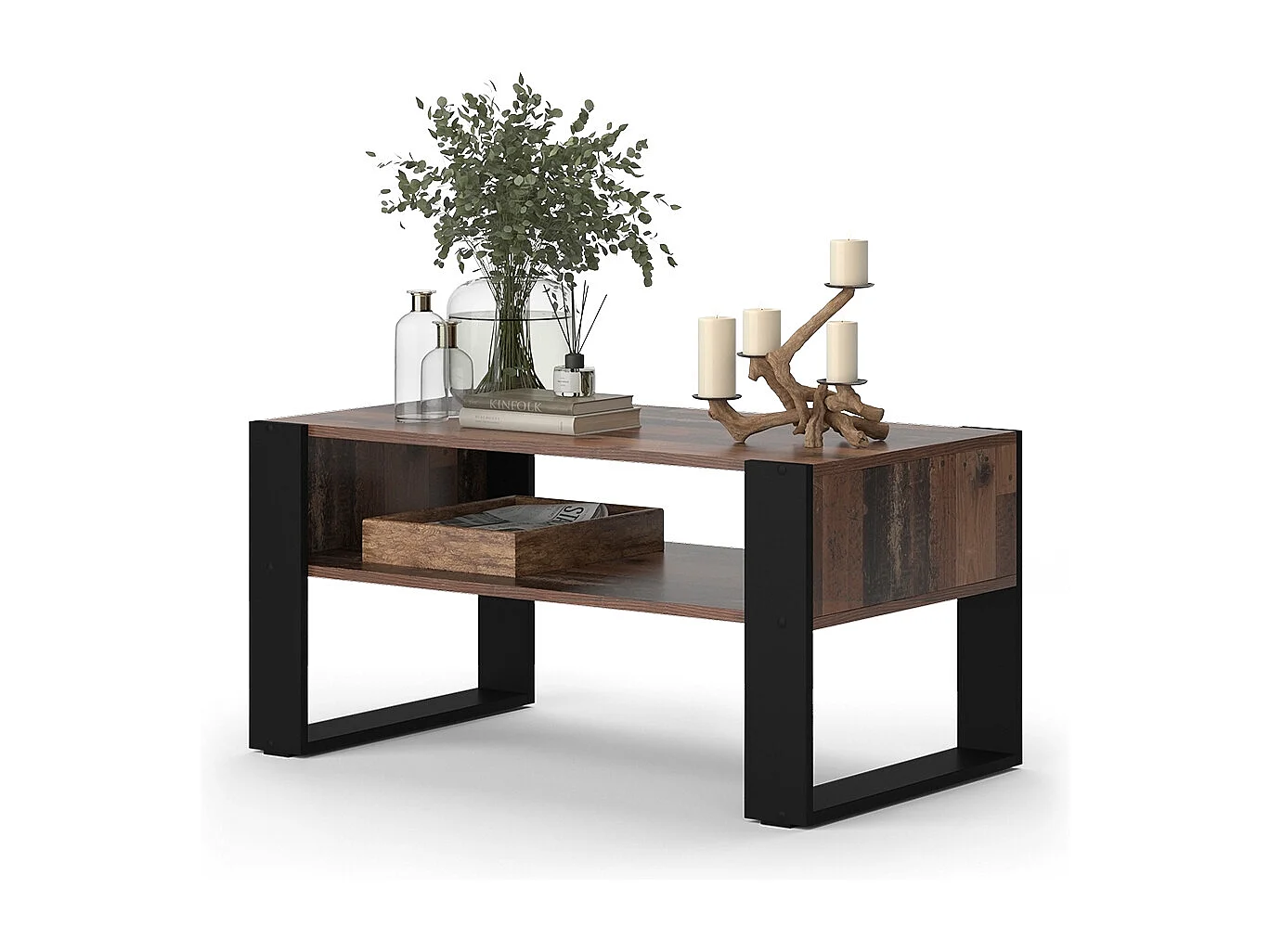 Table basse bois antique 92x52.4x45.6 olli