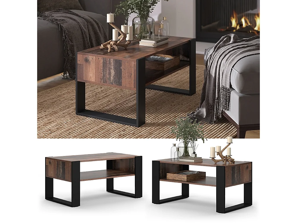 Sofabord antik træ 92x52.4x45.6 olli