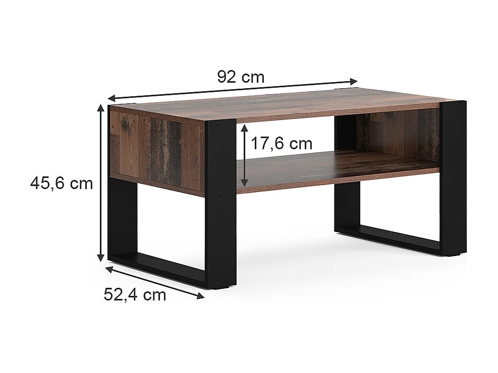 Sofabord antik træ 92x52.4x45.6 olli