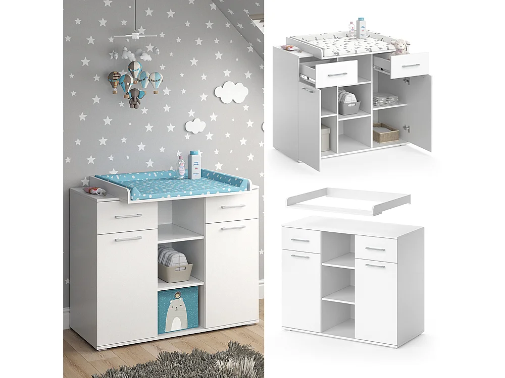 Commode à langer blanc 113x70x109 leonie