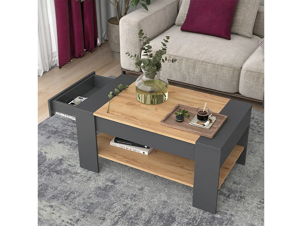 Couchtisch goldkraft eiche/anthrazit 99.6x58.8x48.2 august