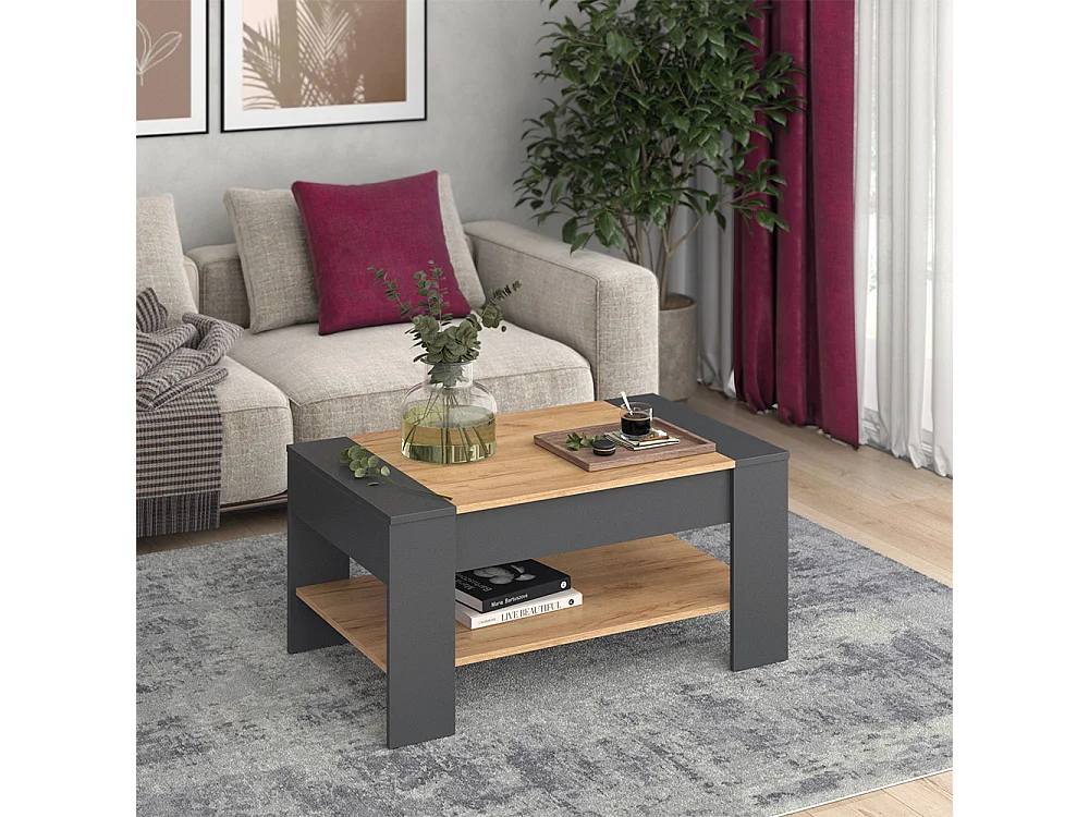 Table basse chêne doré/anthracite 99.6x58.8x48.2 august