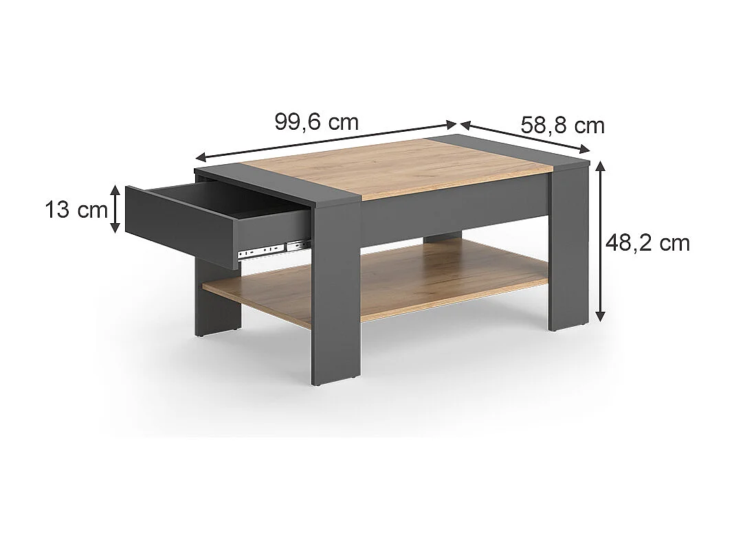 Table basse chêne doré/anthracite 99.6x58.8x48.2 august