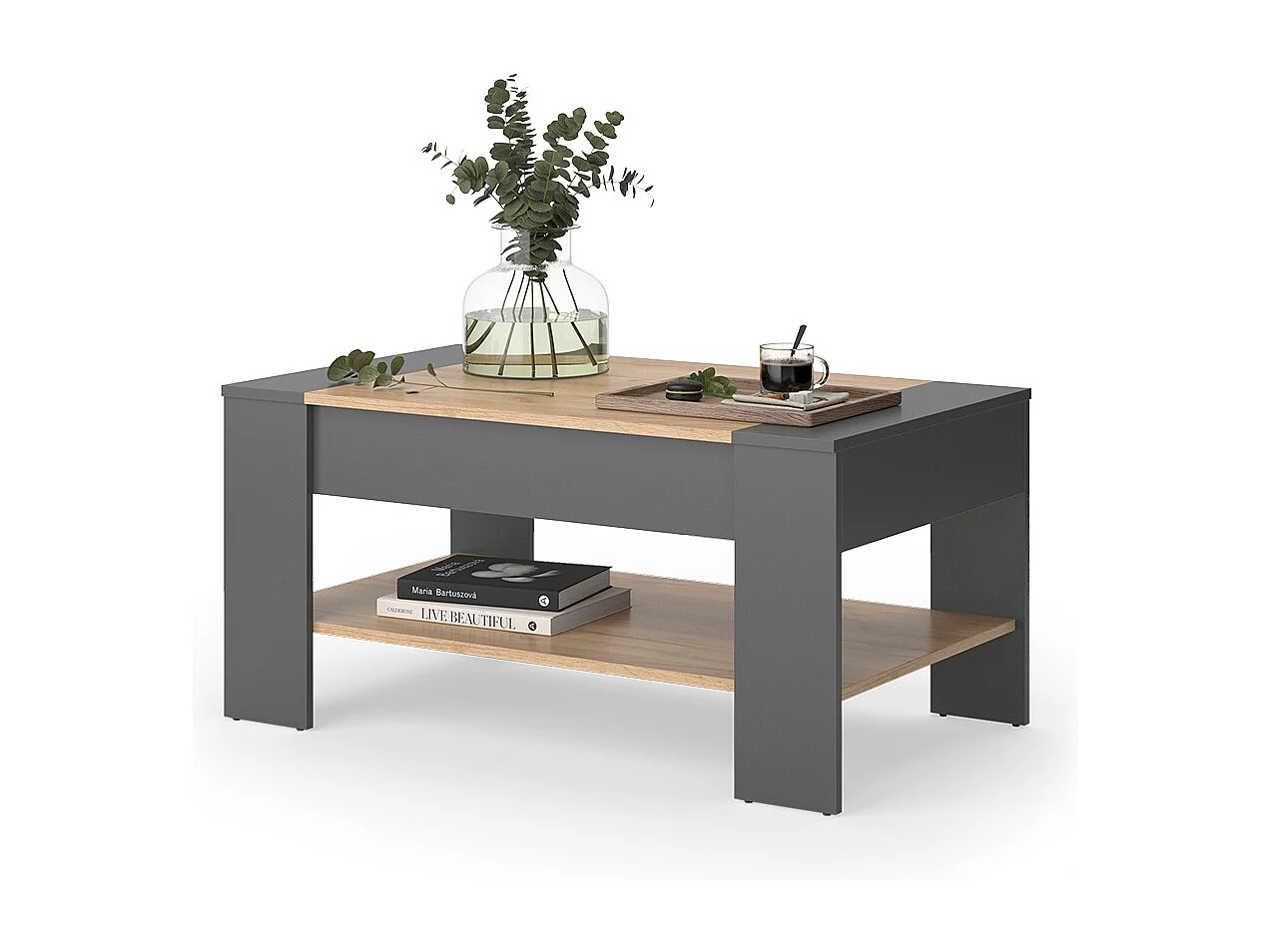 Table basse chêne doré/anthracite 99.6x58.8x48.2 august