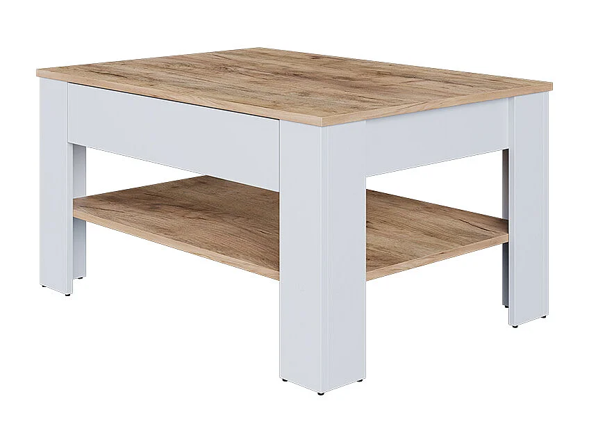 Mesa de centro roble blanco/dorado 92.2x65x48 milan
