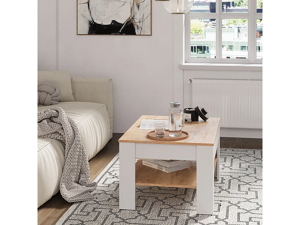 Table basse chêne blanc/force de lor 92.2x65x48 milan