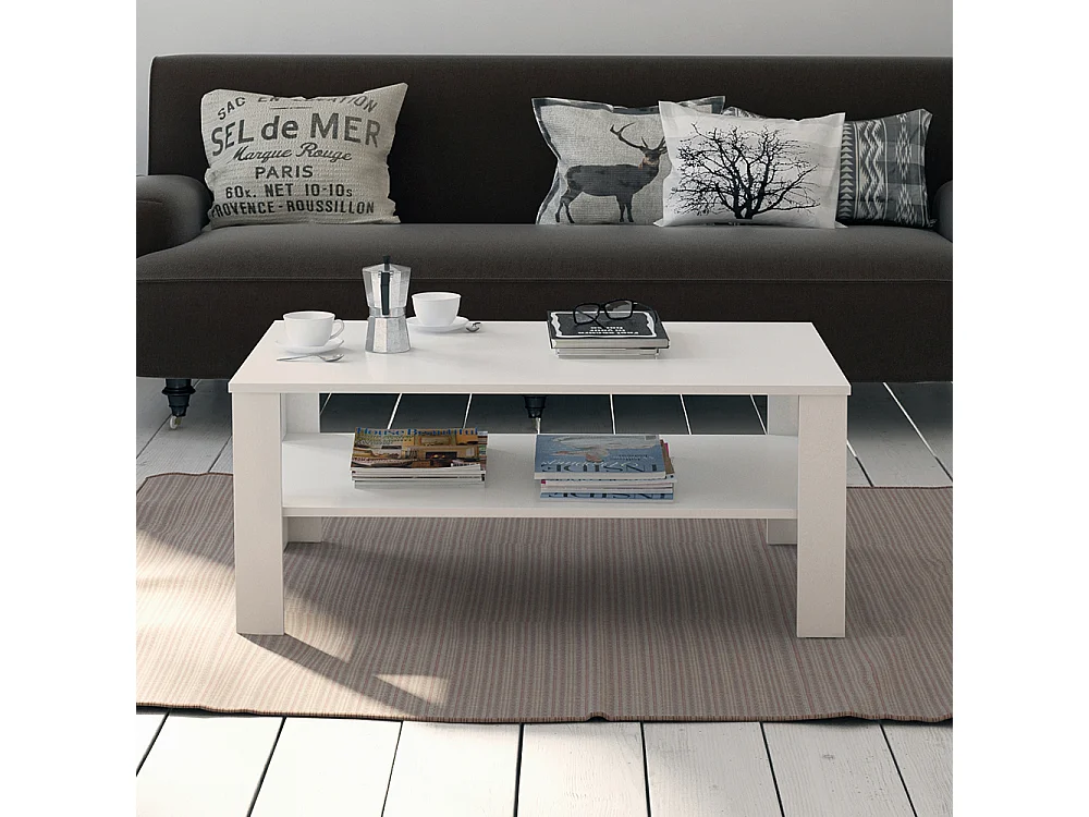Table basse blanc 100x60x42