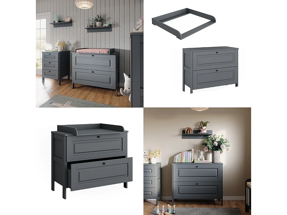 Commode à langer gris 108x70x98 ajaton