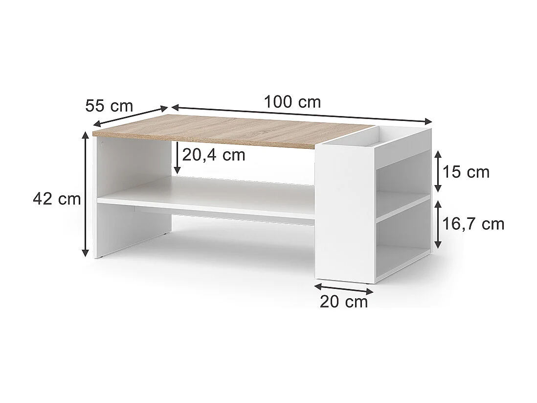 Couchtisch weiß/sonoma 100x55x42 wido
