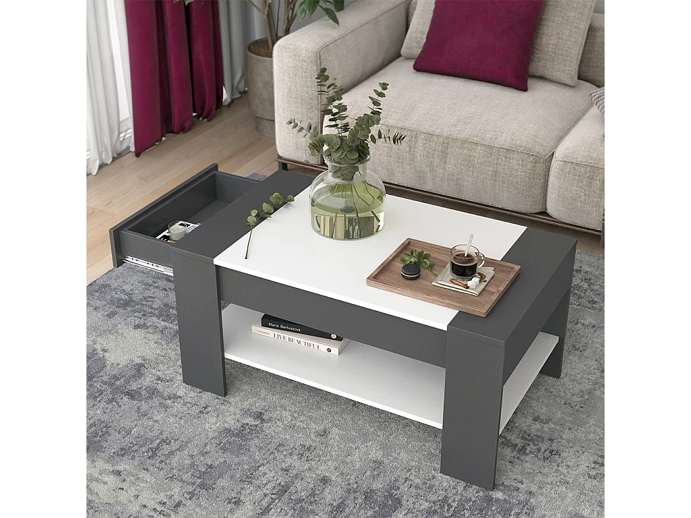 Table basse anthracite/blanc 99.6x58.8x48.2 august