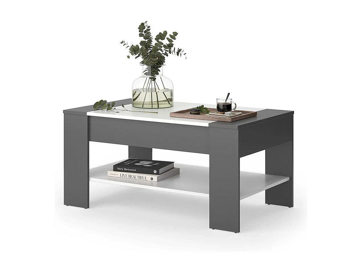 Table basse anthracite/blanc 99.6x58.8x48.2 august