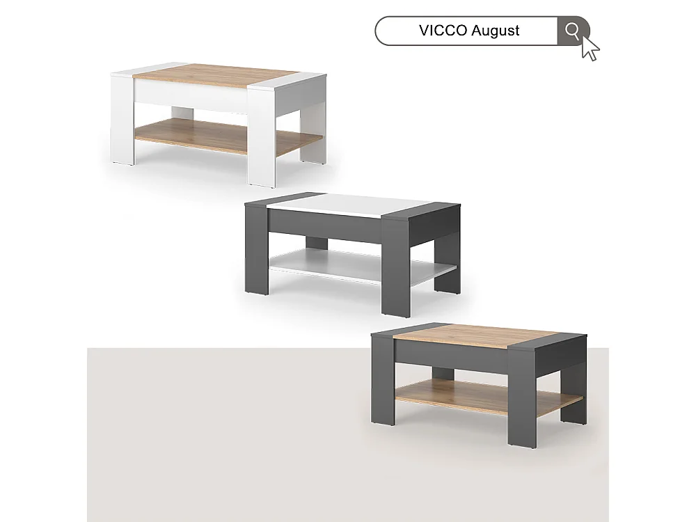 Table basse anthracite/blanc 99.6x58.8x48.2 august