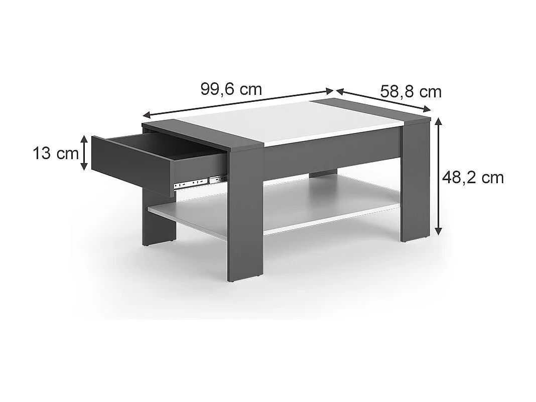 Table basse anthracite/blanc 99.6x58.8x48.2 august