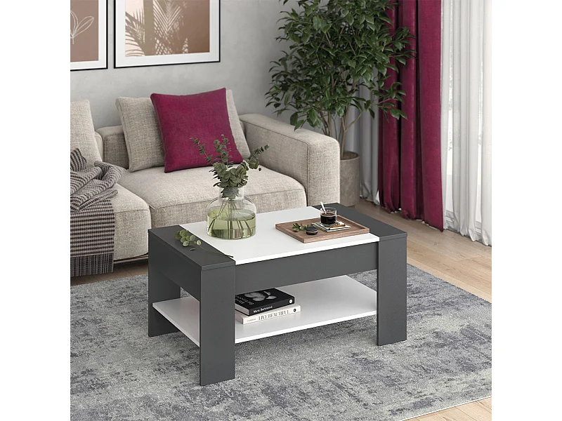Couchtisch anthrazit/weiß 99.6x58.8x48.2 august