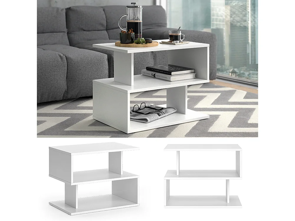 Couchtisch weiß 59x39x45.4 shelby