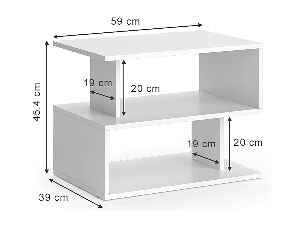 Sofabord hvid 59x39x45.4 shelby