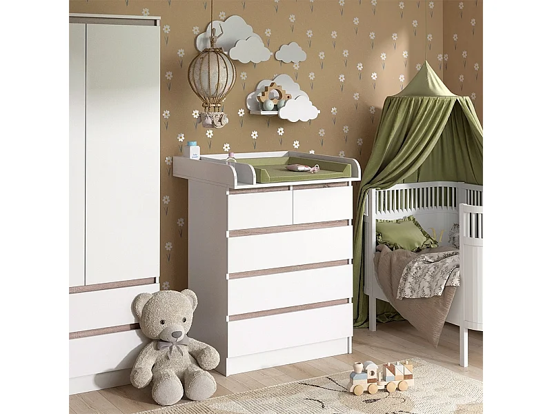 Commode à langer blanc/sonoma 80x76x110.2 emma